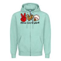 Seafoam peace love baseball Zipper Hoodie - Zillion Design Studio