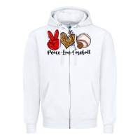 White peace love baseball Zipper Hoodie - Zillion Design Studio