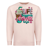 Pale Pink life happens coffee  helps Premium Sweatshirt - AdoDesignShop