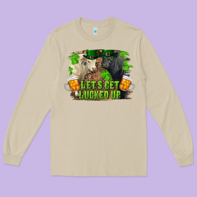 Long Sleeve Tee lets get lucked up charolais and black angus bull