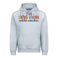 Heather Grey this dog mom wears her heart on her sleeve Urban Hoodie - MaliasSmallBusiness