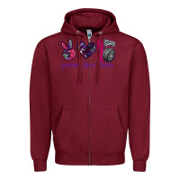 Burgundy peace love race Zipper Hoodie - texasbilliewilder