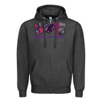 Charcoal Heather peace love race Zipper Hoodie - texasbilliewilder
