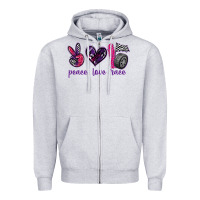 Heather Grey peace love race Zipper Hoodie - texasbilliewilder