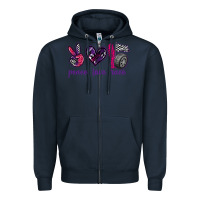 Navy peace love race Zipper Hoodie - texasbilliewilder