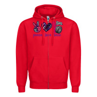 Red peace love race Zipper Hoodie - texasbilliewilder