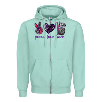 Seafoam peace love race Zipper Hoodie - texasbilliewilder