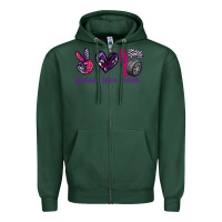 Sports Green peace love race Zipper Hoodie - texasbilliewilder