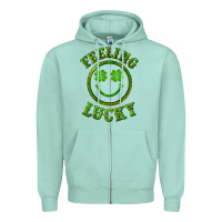 Seafoam feeling lucky with leopard Zipper Hoodie - RanaPortraitStore