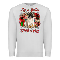 Dove Grey Christmas life is better with a pug Premium Sweatshirt - JahusDesignShop