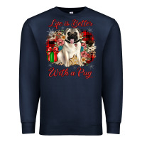 Navy Christmas life is better with a pug Premium Sweatshirt - JahusDesignShop