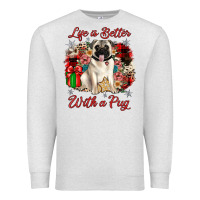 Oatmeal Heather Christmas life is better with a pug Premium Sweatshirt - JahusDesignShop