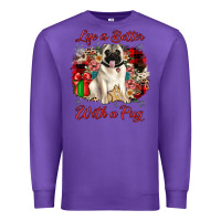 Purple Christmas life is better with a pug Premium Sweatshirt - JahusDesignShop