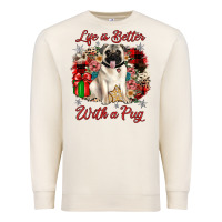Sandshell Christmas life is better with a pug Premium Sweatshirt - JahusDesignShop