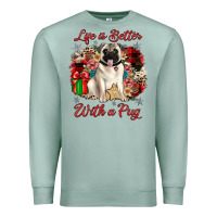 Seafoam Christmas life is better with a pug Premium Sweatshirt - JahusDesignShop