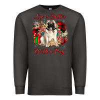 Smoke Christmas life is better with a pug Premium Sweatshirt - JahusDesignShop