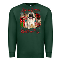 Sports Green Christmas life is better with a pug Premium Sweatshirt - JahusDesignShop