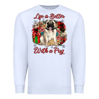 White Christmas life is better with a pug Premium Sweatshirt - JahusDesignShop