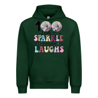 Forest Green 100 days of sparkle learning and laugh faux sequin Urban Hoodie - MaliasSmallBusiness