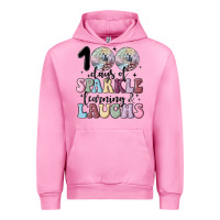 Fuchsia Pink 100 days of sparkle learning and laugh faux sequin Urban Hoodie - MaliasSmallBusiness