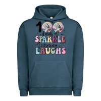 Pigment Midnight Navy 100 days of sparkle learning and laugh faux sequin Urban Hoodie - MaliasSmallBusiness