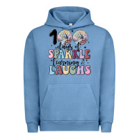 Pigment Pebble Blue 100 days of sparkle learning and laugh faux sequin Urban Hoodie - MaliasSmallBusiness