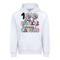 White 100 days of sparkle learning and laugh faux sequin Urban Hoodie - MaliasSmallBusiness