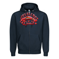 Navy feeling loved valentine's day Zipper Hoodie - RanaPortraitStore