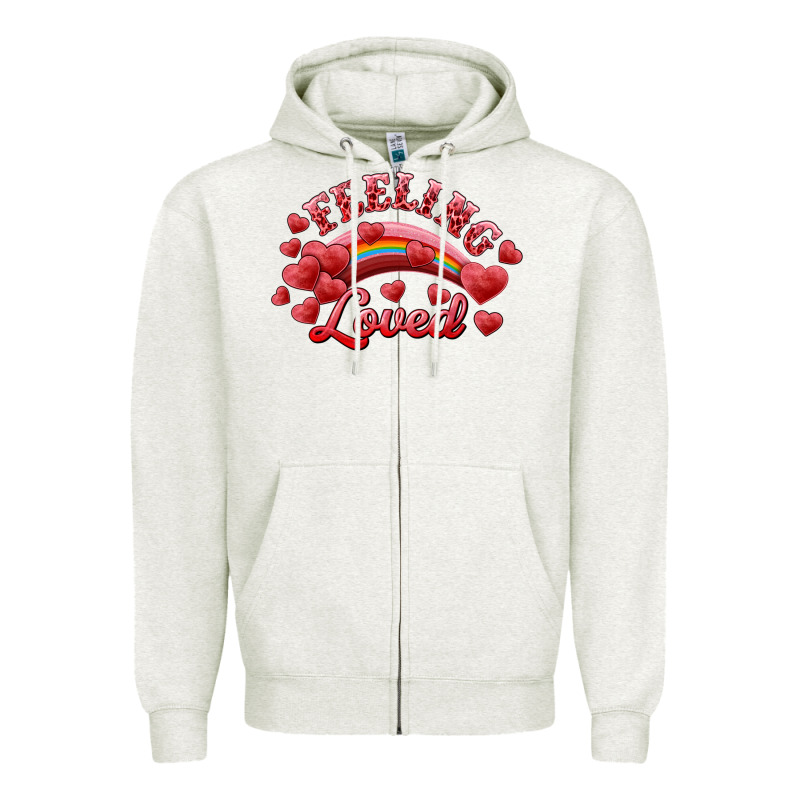 Feeling Loved Valentine's Day Zipper Hoodie by RanaPortraitStore | Teevron