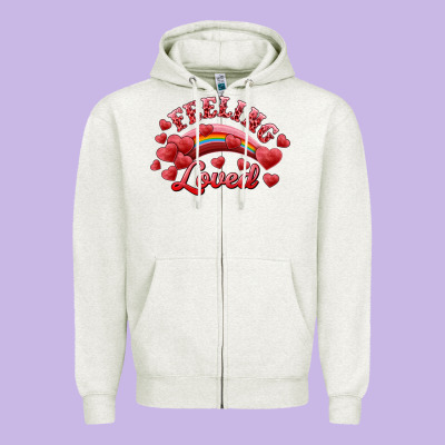 Feeling Loved Valentine's Day Zipper Hoodie Designed By Ranaportraitstore