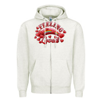 Oatmeal Heather feeling loved valentine's day Zipper Hoodie - RanaPortraitStore