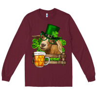 Burgundy st. patricks day goat and beer Long Sleeve Tee - RanaPortraitStore