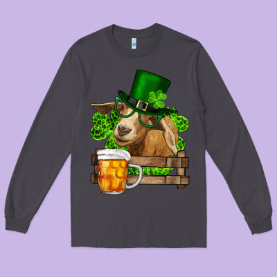 Long Sleeve Tee st. patricks day goat and beer