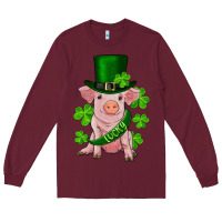 Burgundy st. patricks day lucky baby pig Long Sleeve Tee - RanaPortraitStore