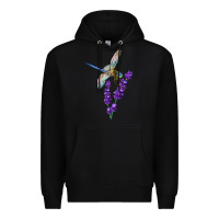 Black Dragonfly With Lavender Premium Hoodie - LillyAllenDesigns