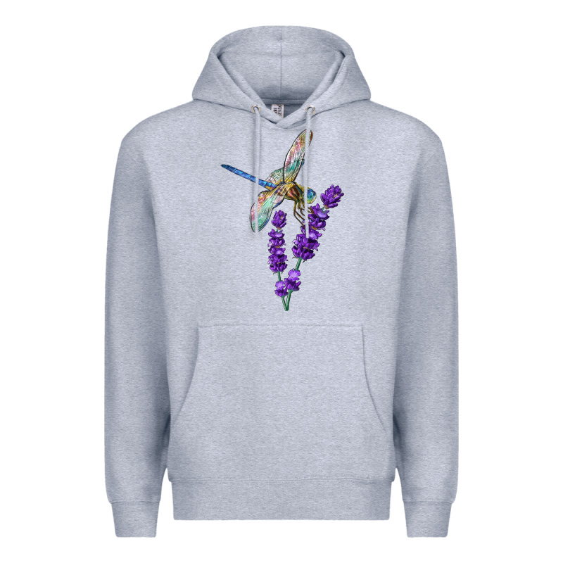 Dragonfly With Lavender Premium Hoodie by LillyAllenDesigns | Teevron