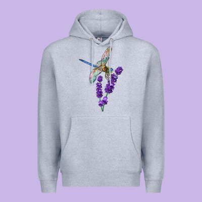 Dragonfly With Lavender Premium Hoodie Designed By Lillyallendesigns