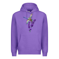 Purple Dragonfly With Lavender Premium Hoodie - LillyAllenDesigns