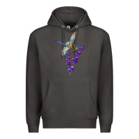 Smoke Dragonfly With Lavender Premium Hoodie - LillyAllenDesigns