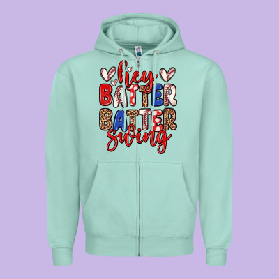 Hey Batter Batter Swing Zipper Hoodie Designed By Zillion Design Studio