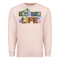 Pale Pink teacher life Premium Sweatshirt - AdoDesignShop