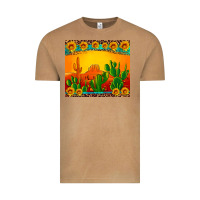 Vintage Camel desert sunset with cactus sunflowers and leopard Vintage Tee - Artiststas