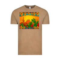 Vintage Coffee desert sunset with cactus sunflowers and leopard Vintage Tee - Artiststas