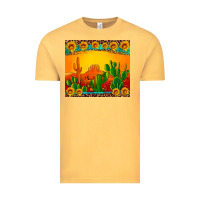 Vintage Mustard desert sunset with cactus sunflowers and leopard Vintage Tee - Artiststas