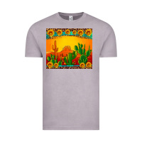 Vintage Zinc desert sunset with cactus sunflowers and leopard Vintage Tee - Artiststas