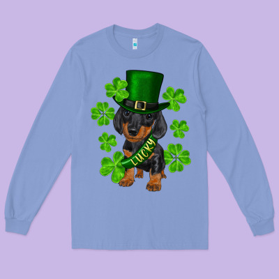 Long Sleeve Tee st. patricks day lucky dachshund puppy