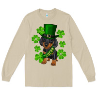 Mushroom st. patricks day lucky dachshund puppy Long Sleeve Tee - RanaPortraitStore