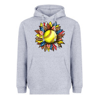 Heather Grey softball sunflower Heavyweight Hoodie - HRA Design Shop