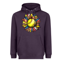 Plum softball sunflower Heavyweight Hoodie - HRA Design Shop
