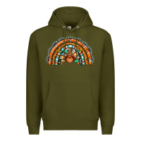 Army Green turquoise thanksgiving turkey rainbow Premium Hoodie - Jasminsmagicworld